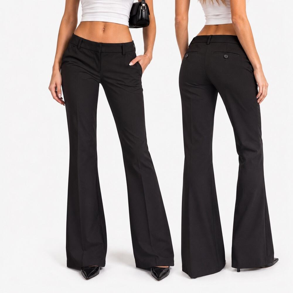 Vintage Y2K Body by Victoria Christie Fit Black Flare Pants Size 2 Extra Long